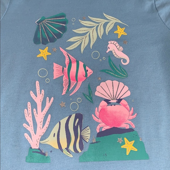 Cat & Jack Sea Life Blue T-shirt EUC Medium 8 - Picture 2 of 8